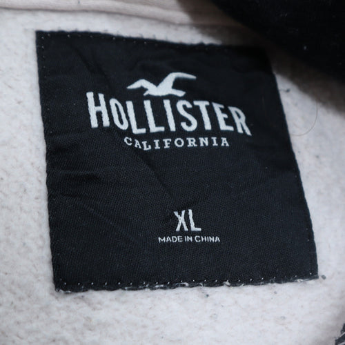 Hollister Womens White Hooded Pullover Sweatshirt XL Cotton Blend
