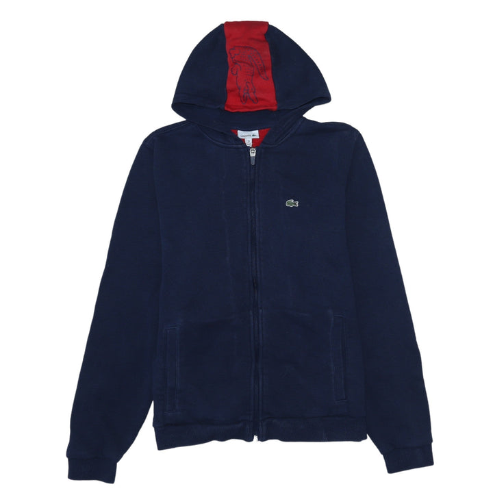 Lacoste Teens Blue Full Zip Hoodie Size 16 Cotton Blend