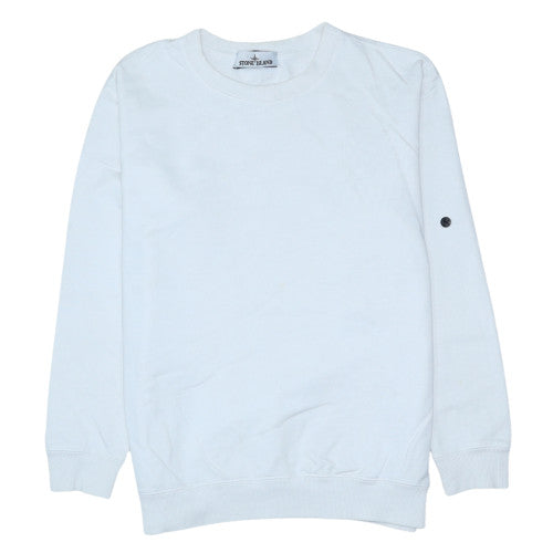 Stone Island Men's White Crew Neck Pullover Sweatshirt Size M