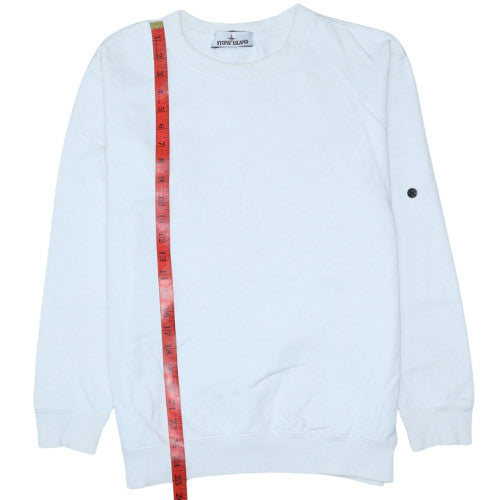 Stone Island Men's White Crew Neck Pullover Sweatshirt Size M
