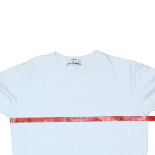 Stone Island Men's White Crew Neck Pullover Sweatshirt Size M