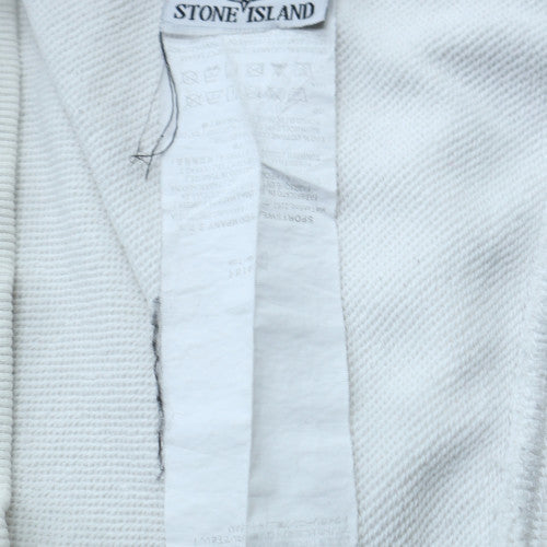 Stone Island Men's White Crew Neck Pullover Sweatshirt Size M
