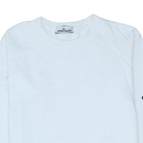 Stone Island Men's White Crew Neck Pullover Sweatshirt Size M
