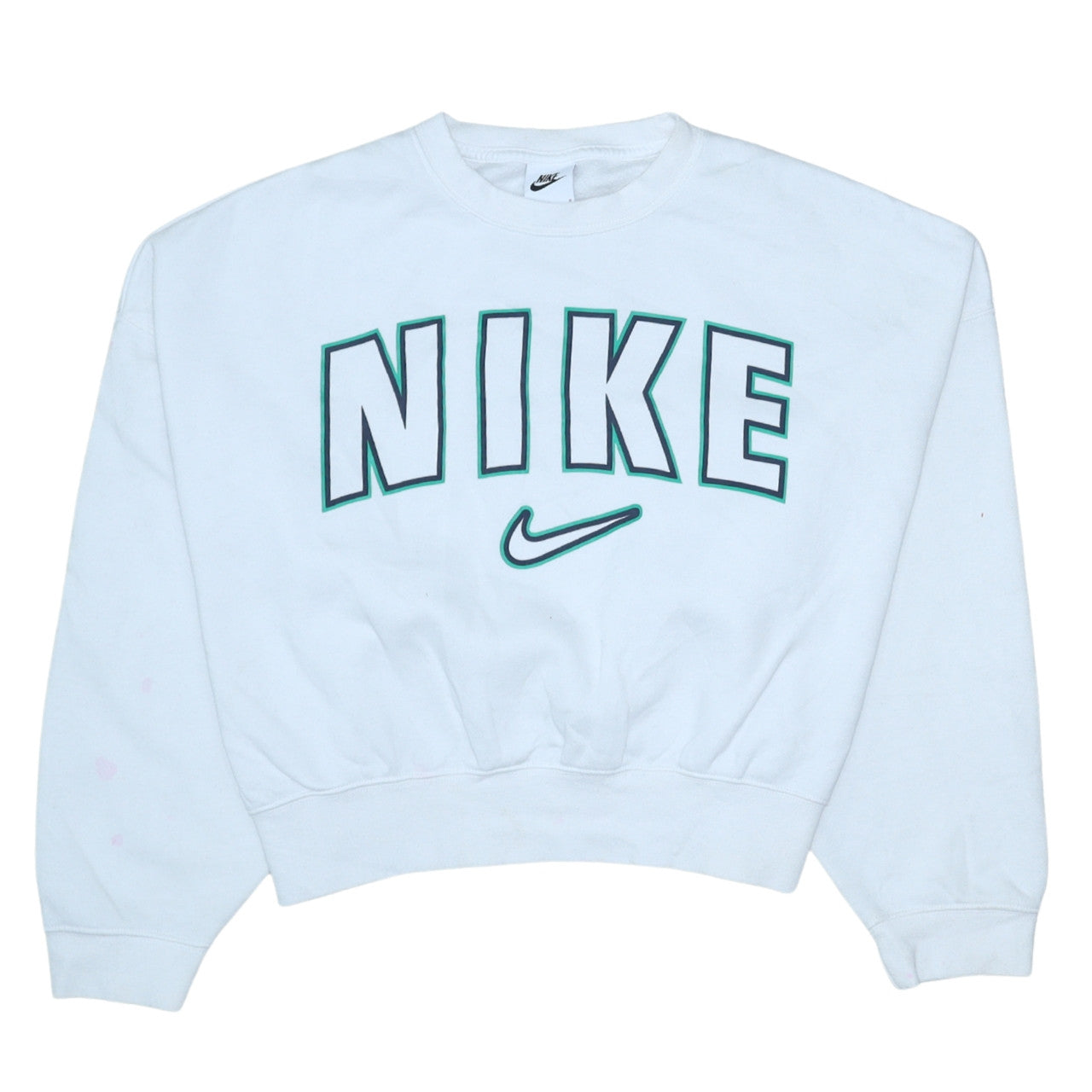 Nike Teens White Pullover Sweatshirt L 146-156cm Logo Crew Neck