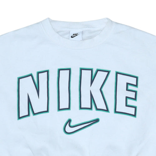 Nike Teens White Pullover Sweatshirt L 146-156cm Logo Crew Neck