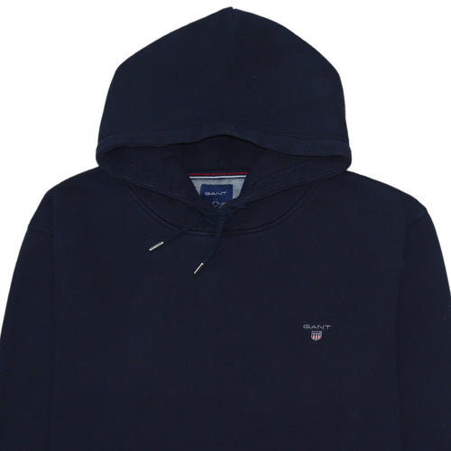GANT Men's Navy Blue 2XL Pullover Hoodie with Logo