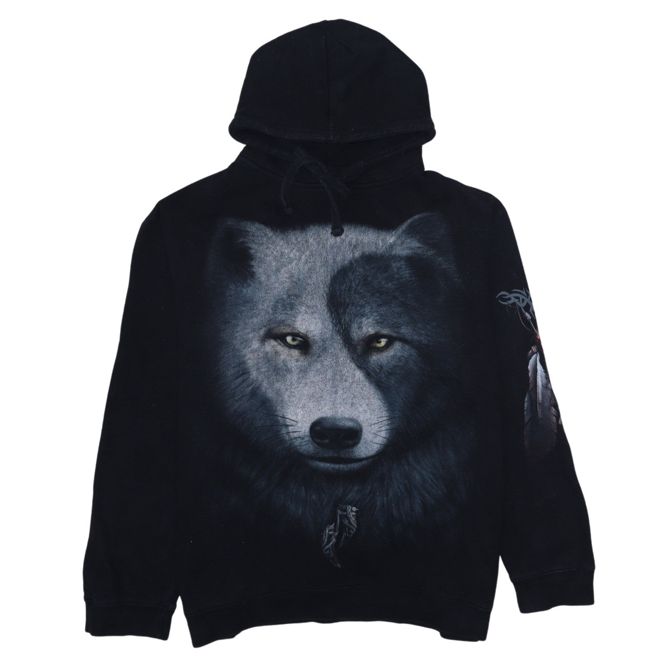Spiral Direct Men's Black 2XL Pullover Hoodie Wolf Print Gothic
