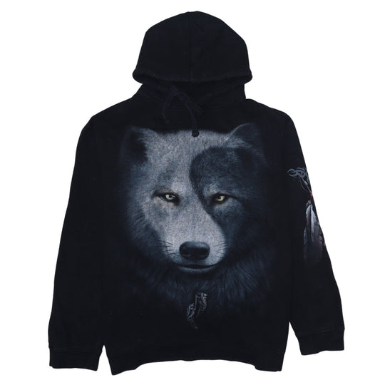 Spiral Direct Men's Black 2XL Pullover Hoodie Wolf Print Gothic