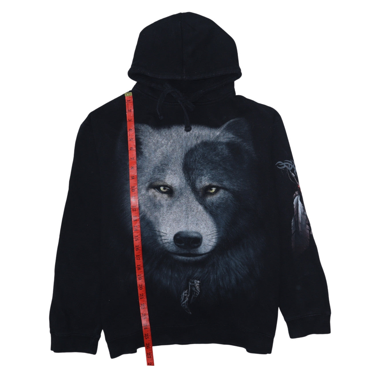 Spiral Direct Men's Black 2XL Pullover Hoodie Wolf Print Gothic