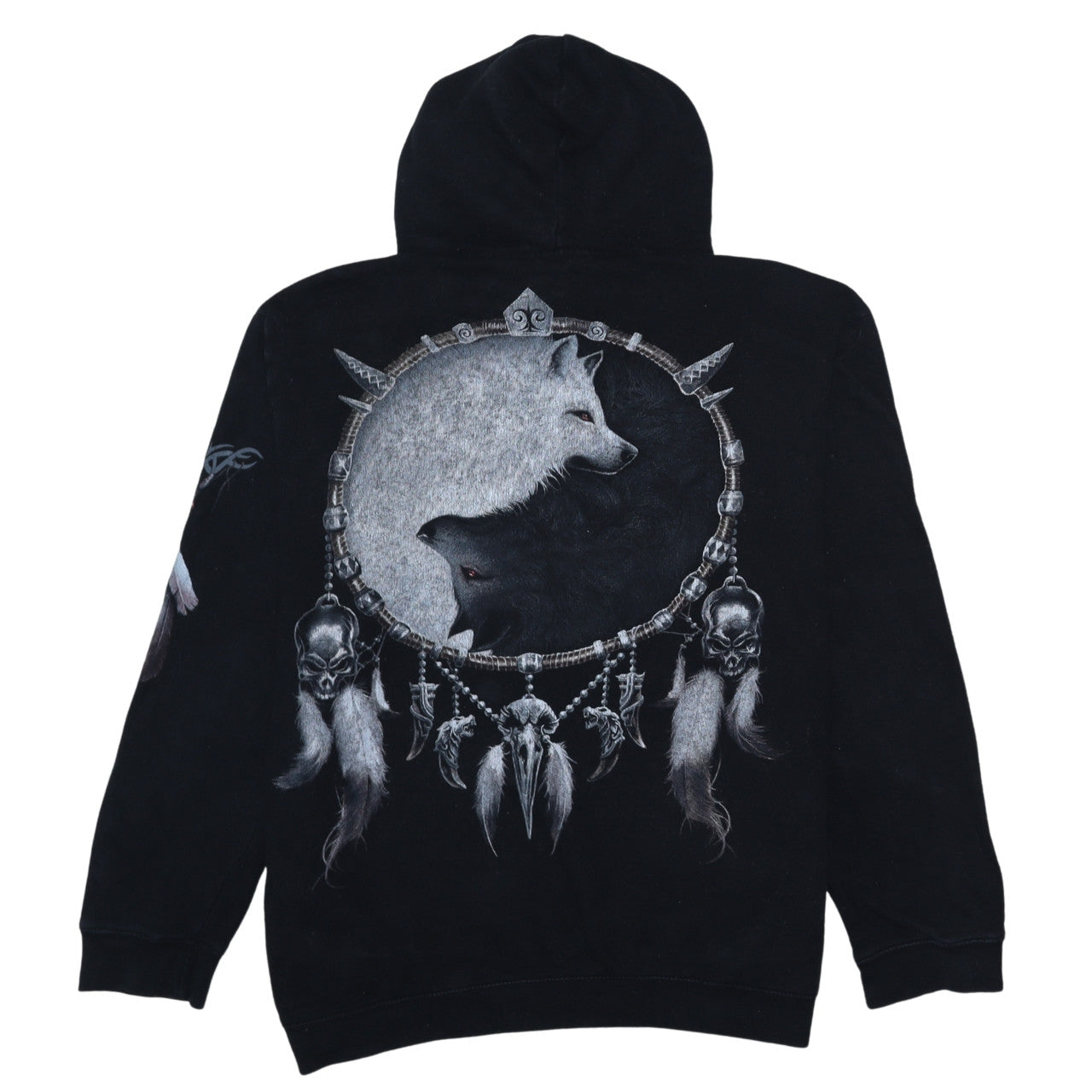 Spiral Direct Men's Black 2XL Pullover Hoodie Wolf Print Gothic