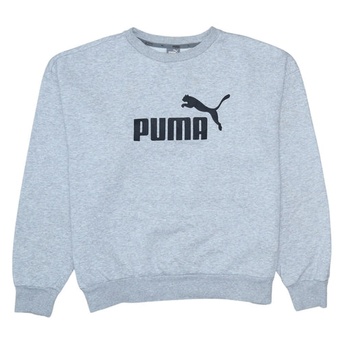 Puma Men's Grey Logo Crew Neck Pullover Sweatshirt Size L