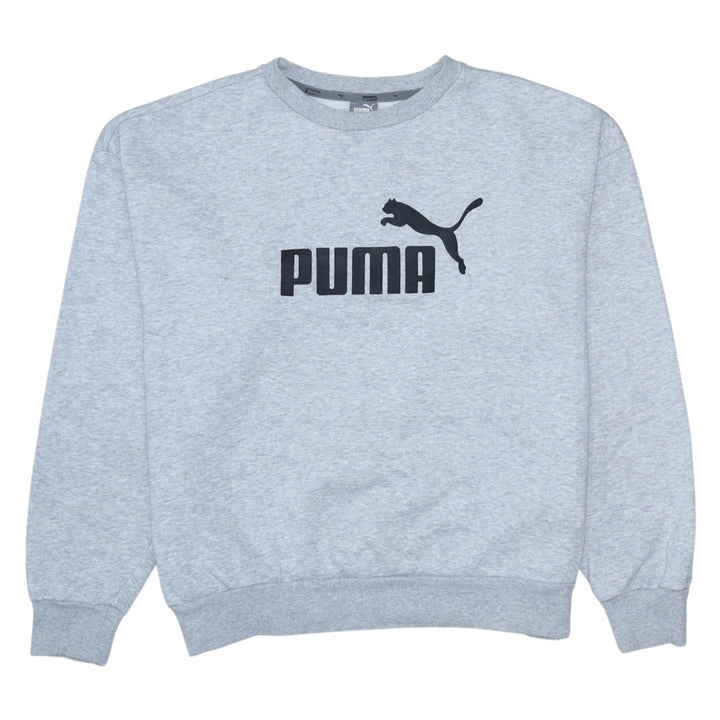 Puma Men's Grey Logo Crew Neck Pullover Sweatshirt Size L