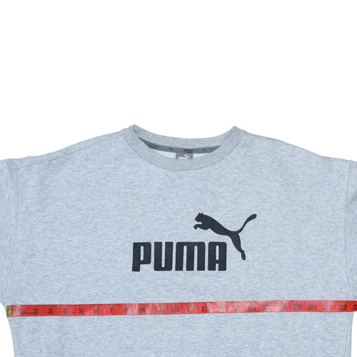 Puma Men's Grey Logo Crew Neck Pullover Sweatshirt Size L