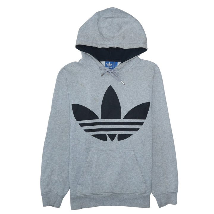 Adidas Men's Grey Pullover Hoodie S Logo Fleece Sweatshirt