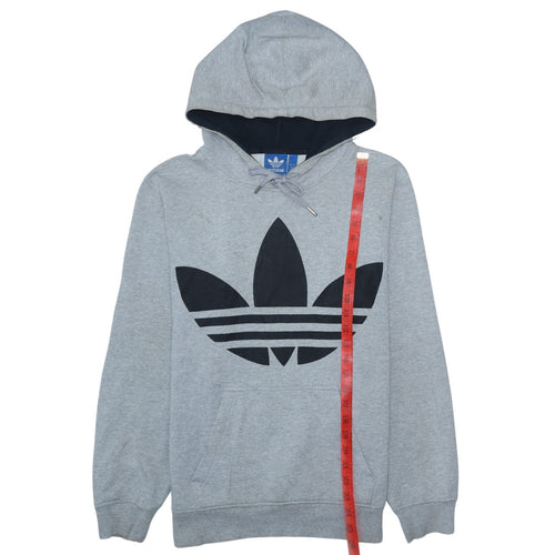 Adidas Men's Grey Pullover Hoodie S Logo Fleece Sweatshirt