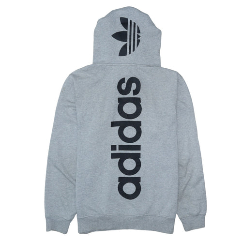 Adidas Men's Grey Pullover Hoodie S Logo Fleece Sweatshirt
