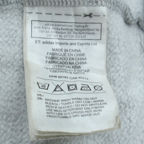Adidas Men's Grey Pullover Hoodie S Logo Fleece Sweatshirt