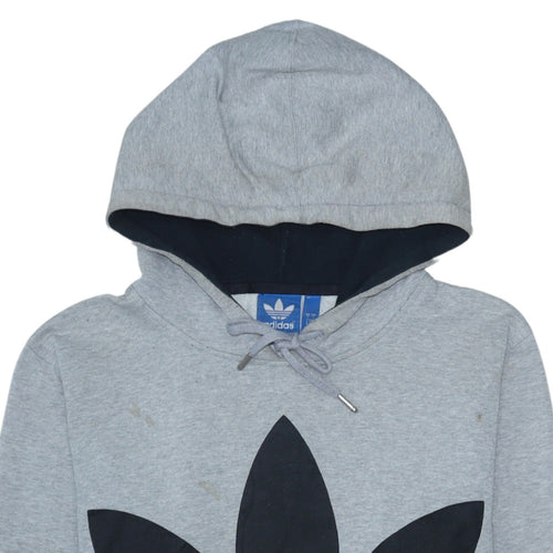Adidas Men's Grey Pullover Hoodie S Logo Fleece Sweatshirt