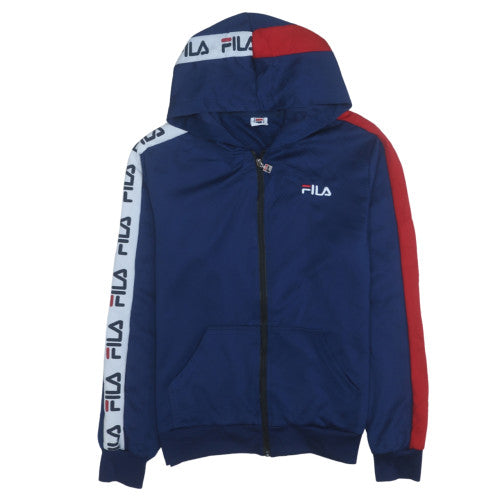 FILA Men's Blue XL Full Zip Logo Hoodie Sweatshirt Jacket