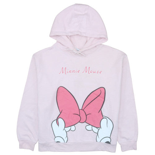 Disney Women Pink Minnie Mouse Hoodie L Pullover Fleece Primark