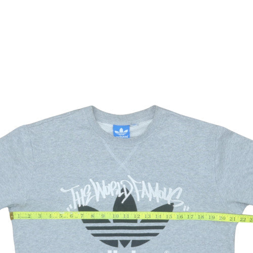 Adidas Men's Grey Crew Neck Graphic Logo Sweatshirt Size S