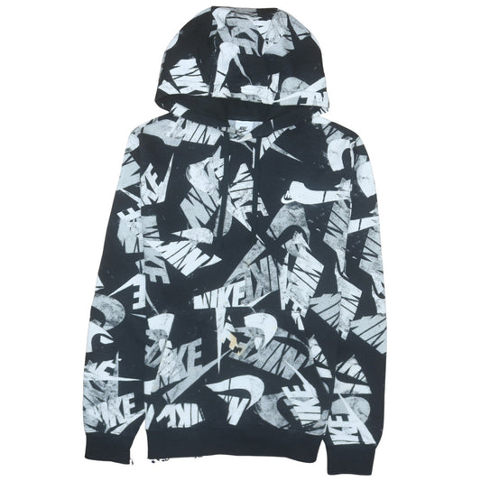 Nike Men’s Black Graphic Logo Pullover Hoodie Size S Fleece Sportswear