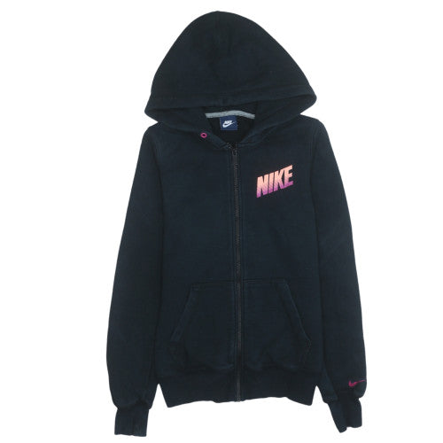 Nike Womens Black Full Zip Hoodie Size M Cotton Blend Lined