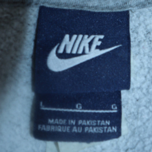 Nike Mens Grey Pullover Hoodie L Regular Fit Fleece Sweatshirt