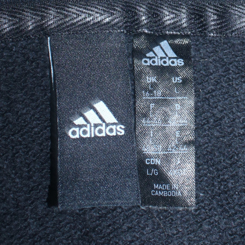 Adidas Teens Black Full Zip Hoodie L Hooded Sweatshirt Casual
