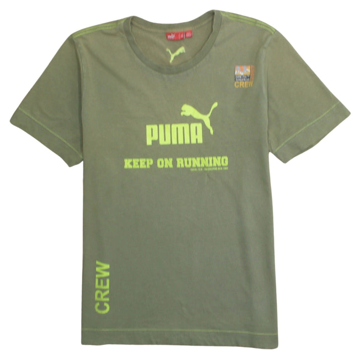 Puma Men's Green Crew Neck Sports Graphic T-Shirt Size L