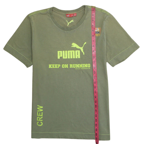 Puma Men's Green Crew Neck Sports Graphic T-Shirt Size L