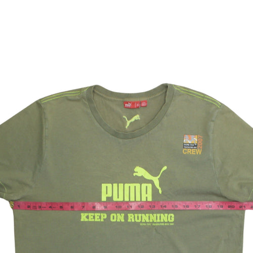 Puma Men's Green Crew Neck Sports Graphic T-Shirt Size L