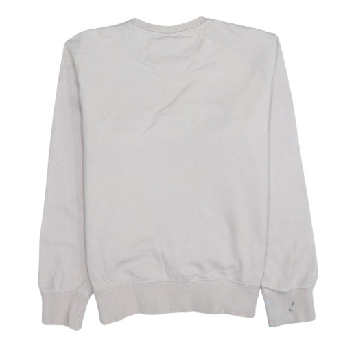 Champion Mens Beige Crew Neck Pullover Sweatshirt Large Logo Cotton Blend