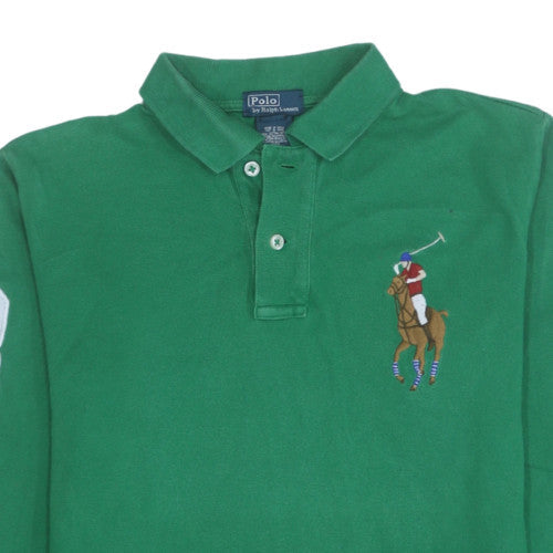 Ralph Lauren Men Green Long Sleeve Collared Polo Sweatshirt M