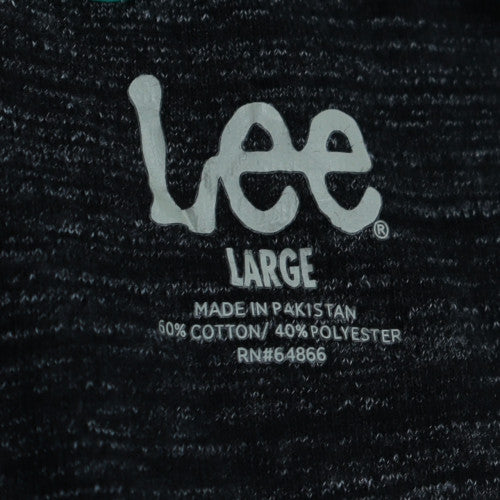 Lee Mens Grey Henley Hoodie Large Cotton Blend Pullover