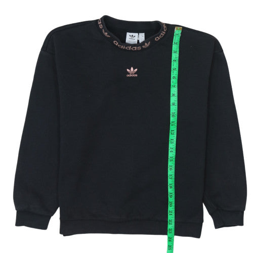 Adidas Womens Black Crew Neck Logo Sweatshirt Size UK 4 Small