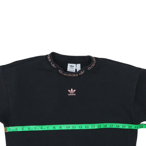 Adidas Womens Black Crew Neck Logo Sweatshirt Size UK 4 Small
