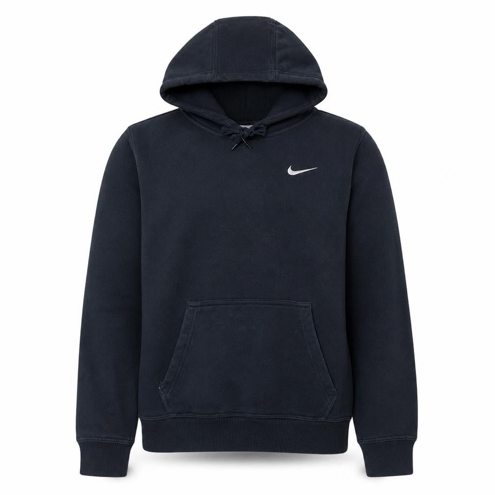 Front view of Nike Men's Black Pullover Hoodie, size S, Fleece Cotton Blend