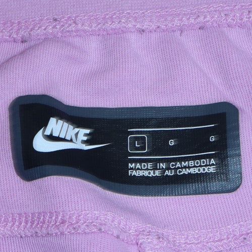 Nike Womens Pink Jogger Sweatpants L Fleece Activewear Trousers