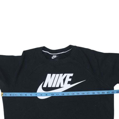 Nike Womens Black Medium Pullover Sweatshirt Crew Neck Logo Fleece