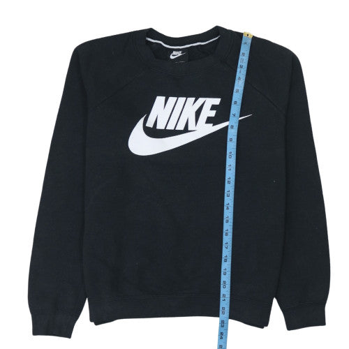 Nike Womens Black Medium Pullover Sweatshirt Crew Neck Logo Fleece