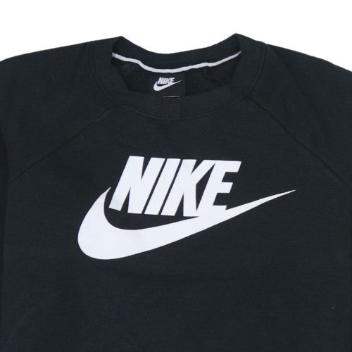 Nike Womens Black Medium Pullover Sweatshirt Crew Neck Logo Fleece