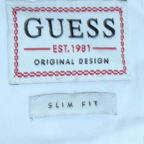 Guess Men's White Slim Fit Logo Pullover Sweatshirt L
