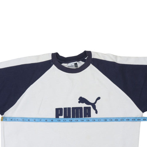 Puma Men's White Navy Pullover Sweatshirt L Logo Sports Fleece