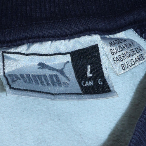 Puma Men's White Navy Pullover Sweatshirt L Logo Sports Fleece