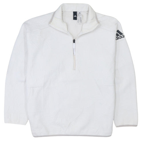 Adidas Men's White 1/4 Zip Fleece Sweatshirt Size M