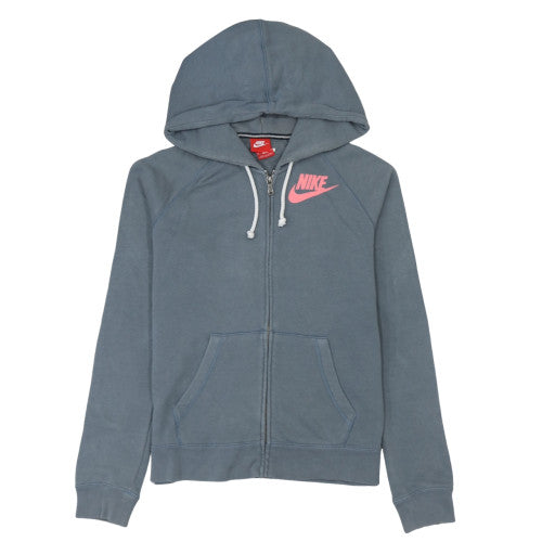 Nike Women Blue Full Zip Hoodie Medium Cotton Blend