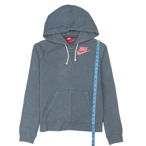 Nike Women Blue Full Zip Hoodie Medium Cotton Blend