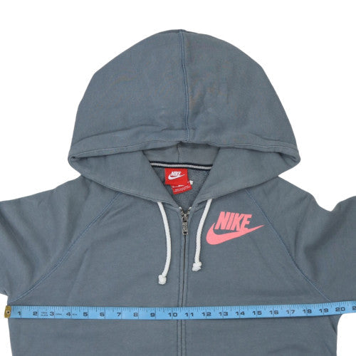 Nike Women Blue Full Zip Hoodie Medium Cotton Blend