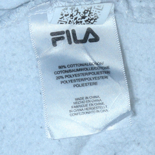 FILA Women's White Hoodie Small Pullover Logo Cotton Blend